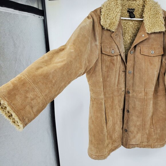 Vintage Gander Mountain Guide Series Tan Suede Sherpa Coat XL Western Ranch - Picture 4 of 10